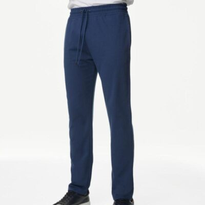 M&S Collection Drawstring Cotton Rich Straight Leg Joggers Light Denim | Mens Loungewear