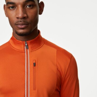 Goodmove Half Zip Long Sleeve Top Dark Orange | Mens Tops & T-shirts