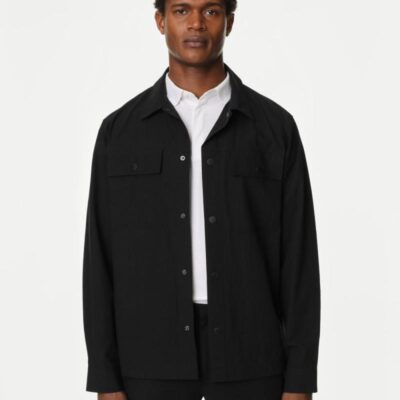 Autograph Pure Cotton Overshirt with Stormwear™ Black | Mens Shirts