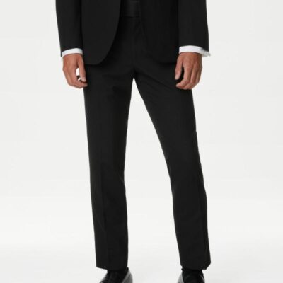 M&S Collection Slim Fit Tuxedo Trousers Black | Mens Suits