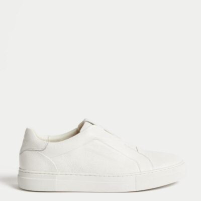 Autograph Leather Slip-On Trainers with Freshfeet™ White | Mens Trainers