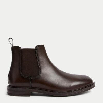 Autograph Leather Pull-On Chelsea Boots Dark Brown | Mens Boots