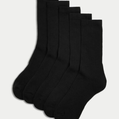 Goodmove 5pk Cool & Fresh™ Cushioned Sports Socks Black | Mens Sportswear