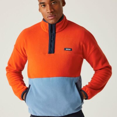 Regatta Callide Fleece Colour Block Half Zip Jacket Orange Mix | Mens Coats & Jackets