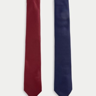 M&S Collection 2pk Slim Textured Ties Multi | Mens Ties