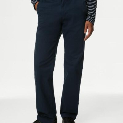 M&S Collection Regular Fit Heritage Chinos Navy | Mens Trousers