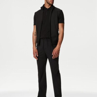 Autograph Straight Fit Stretch Performance Trouser Black | Mens Trousers