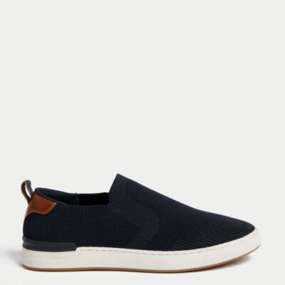 M&S Collection Slip-On Trainers Navy | Mens Trainers