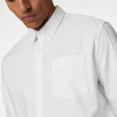 M&S Collection Pure Cotton Oxford Shirt White | Mens Shirts