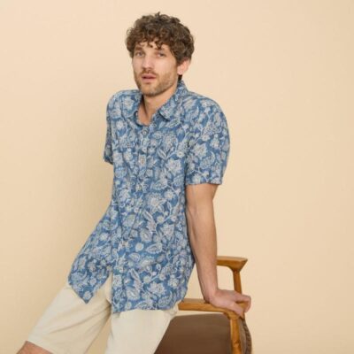 White Stuff Linen Rich Paisley Floral Shirt Blue Mix | Mens Shirts