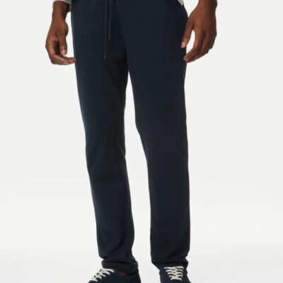 M&S Collection Drawstring Cotton Rich Straight Leg Joggers Dark Navy | Mens Loungewear