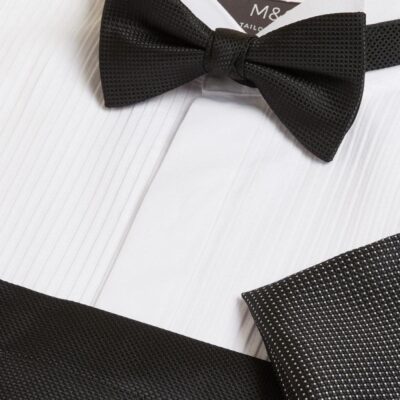 M&S Collection Bow Tie, Pocket Square & Cummerbund Set Black | Mens Ties