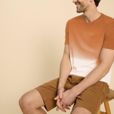 White Stuff Pure Cotton Dip Dye T-Shirt Orange Mix | Mens Tops & T-shirts