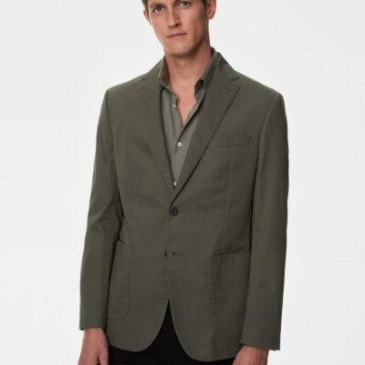 M&S Collection Pure Cotton Blazer Khaki | Mens Blazers