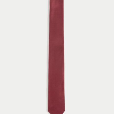 M&S Collection Skinny Geometric Tie Burgundy | Mens Ties