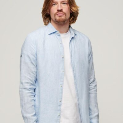 Superdry Pure Linen Shirt Light Blue | Mens Shirts