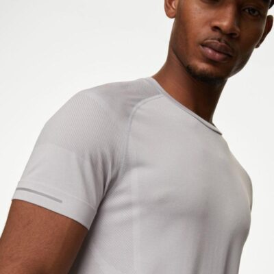 Goodmove Seam Free Sports T-Shirt Silver Grey | Mens Tops & T-shirts