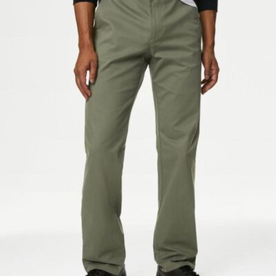 M&S Collection Regular Fit Stretch Chinos Moss Green | Mens Chinos