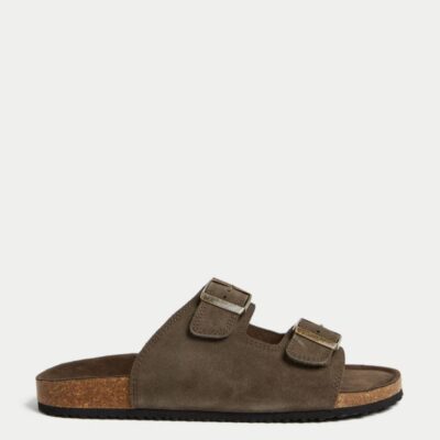 M&S Collection Suede Sandals Khaki | Mens Casual Shoes