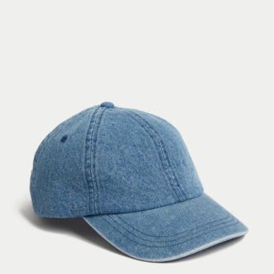 M&S Collection Denim Baseball Cap Blue | Mens Hats