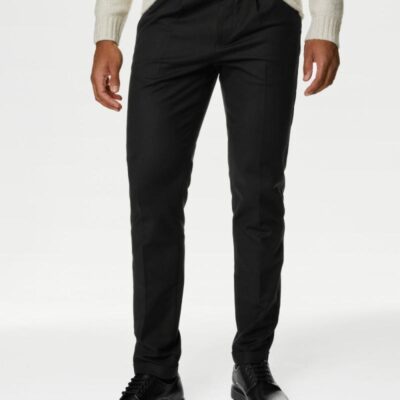 M&S Collection Tapered Fit Smart Stretch Chinos Black | Mens The Smart Edit