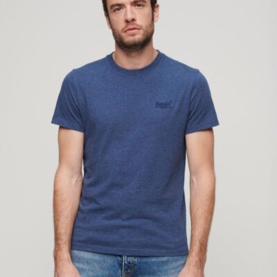 Superdry Slim Fit Pure Cotton Crew Neck T-Shirt Blue | Mens Tops & T-shirts