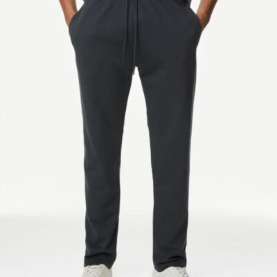 M&S Collection Drawstring Cotton Rich Straight Leg Joggers Charcoal | Mens Loungewear