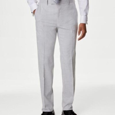 M&S Collection Slim Fit Check Suit Trousers Light Grey | Mens Trousers