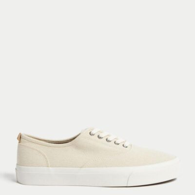 M&S Collection Canvas Pumps Stone | Mens Trainers