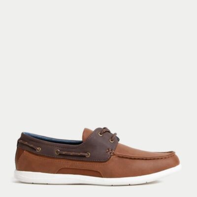 M&S Collection Lace Up Deck Shoes Tan | Mens Smart Shoes