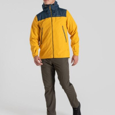 Craghoppers Hooded Waterproof Jacket Yellow Mix | Mens Coats & Jackets