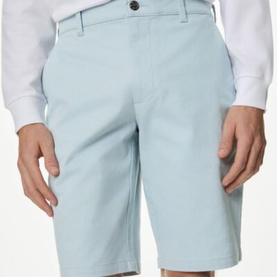 M&S Collection Stretch Chino Shorts Pale Blue | Mens Shorts