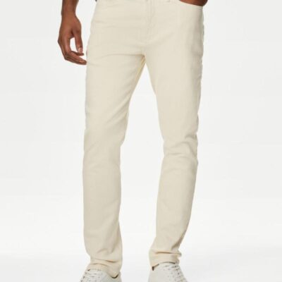 M&S Collection Slim Fit Stretch Jeans Ecru | Mens Trousers