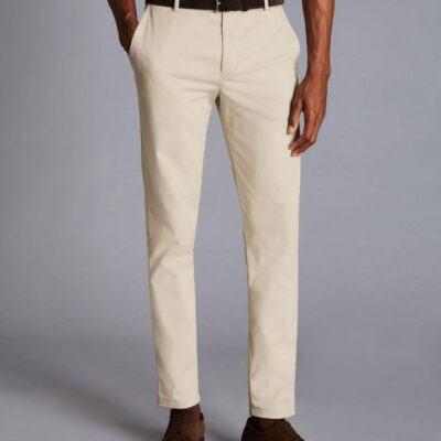 Charles Tyrwhitt Slim Fit Chinos Stone | Mens Trousers