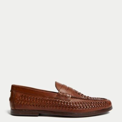 M&S Collection Leather Slip-On Loafers Tan | Mens Smart Shoes