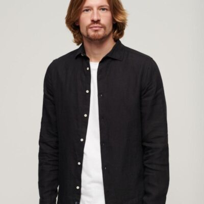 Superdry Pure Linen Shirt Black | Mens Shirts