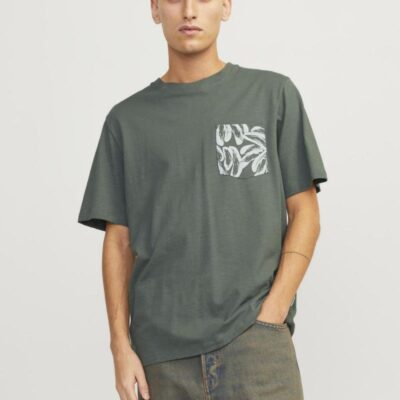 JACK & JONES Pure Cotton Crew Neck T-Shirt Green Mix | Mens Tops & T-shirts