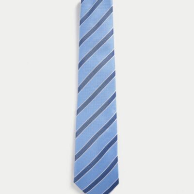 M&S Collection Striped Pure Silk Tie Light Blue | Mens Ties