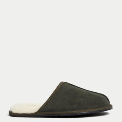 Autograph Suede Mule Slippers with Freshfeet™ Sage | Mens Slippers