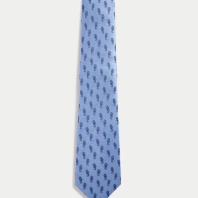 M&S Collection Seahorse Pure Silk Tie Blue Mix | Mens Ties