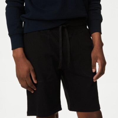 M&S Collection Pure Cotton Drawstring Jersey Shorts Black | Mens Shorts