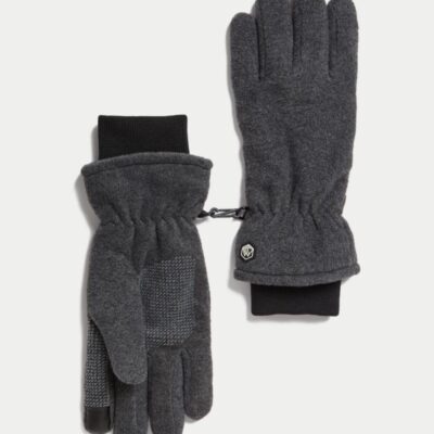 M&S Collection Fleece Gloves Charcoal | Mens Gloves