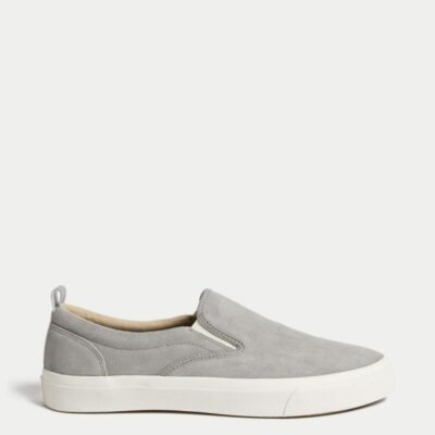 M&S Collection Suede Slip On Pumps Grey | Mens Trainers