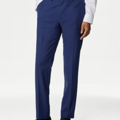 M&S Collection Skinny Fit Stretch Suit Trousers Dark Indigo | Mens Smart Trousers