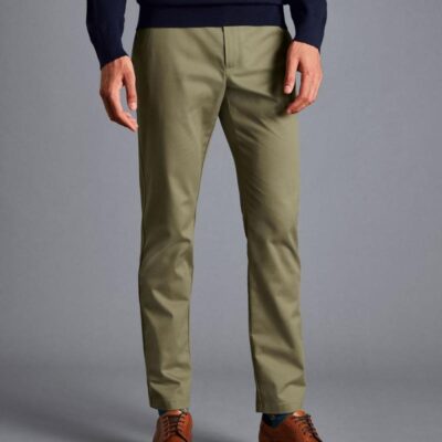 Charles Tyrwhitt Slim Fit Chinos Green | Mens Trousers