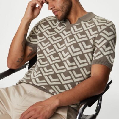 Autograph Cotton Rich Open Neck Knitted Polo Shirt Taupe | Mens Tops & T-shirts