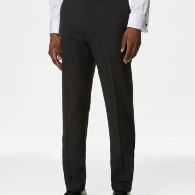 M&S Collection Slim Fit Stretch Tuxedo Trousers Black | Mens Suits