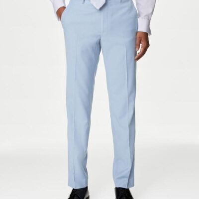 M&S Collection Slim Fit Stretch Suit Trousers Sky Blue | Mens Suits