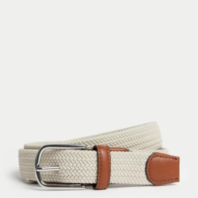 M&S Collection Stretch Woven Casual Belt Natural | Mens Belts