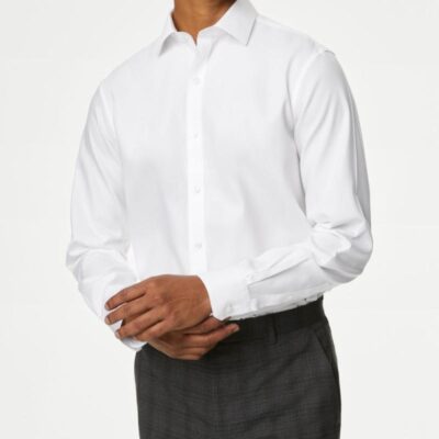 M&S Collection Regular Fit Ultimate Non Iron Cotton Shirt White | Mens Formal Shirts